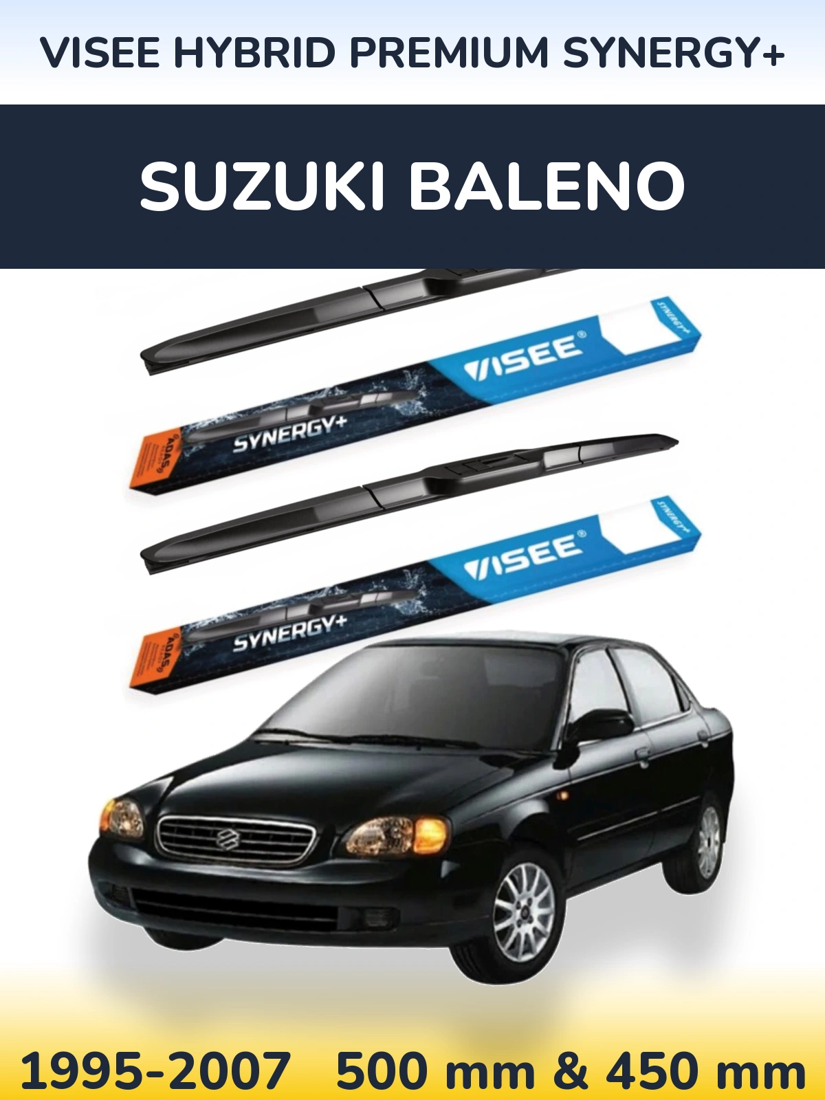 Комплект передніх щіток VISEE HYBRID PREMIUM SYNERGY+ 500 & 450 мм для Suzuki Baleno 1995-2007