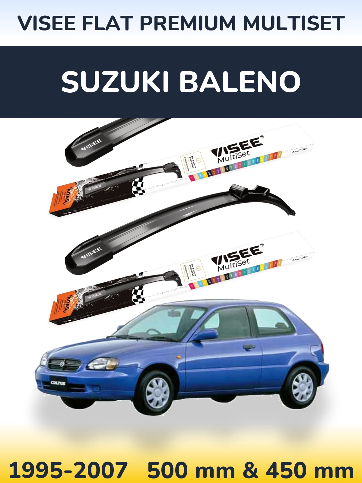 Torkarblad VISEE FLAT PREMIUM MultiSet för Suzuki Baleno