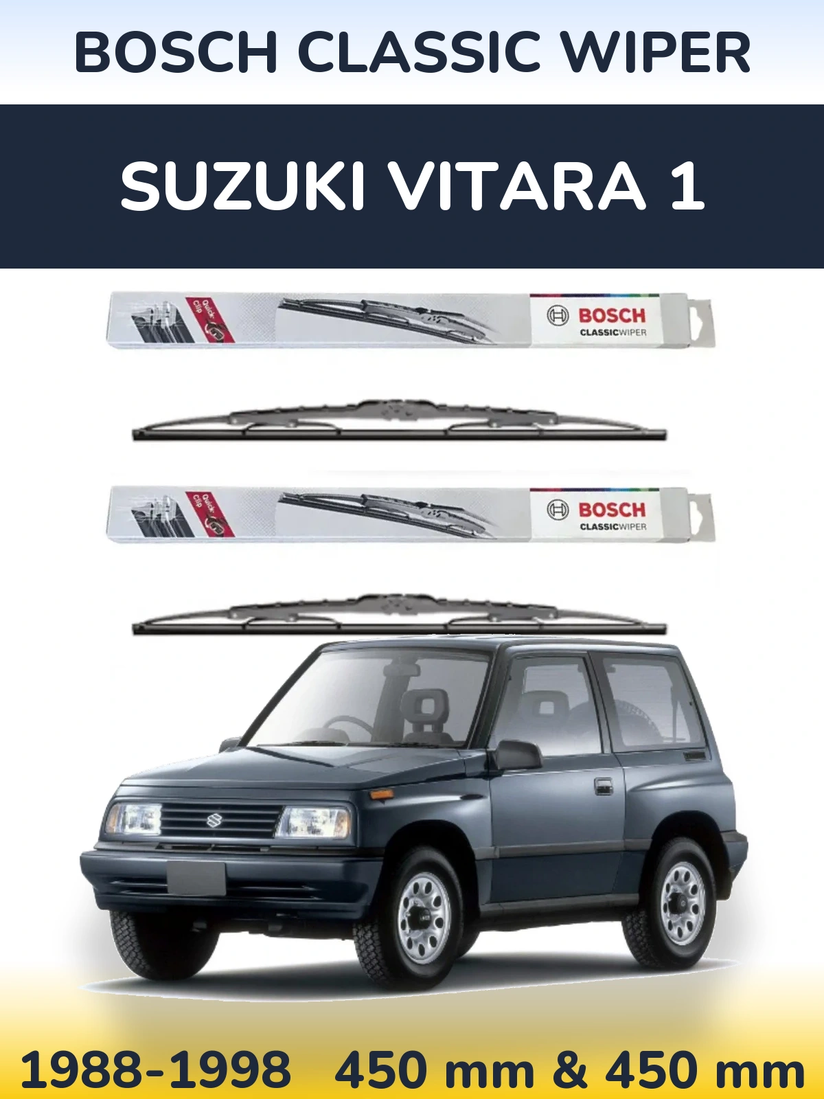Комплект передних дворников BOSCH Classic Wiper 450 & 450 мм для Suzuki Vitara 1 1988-1998