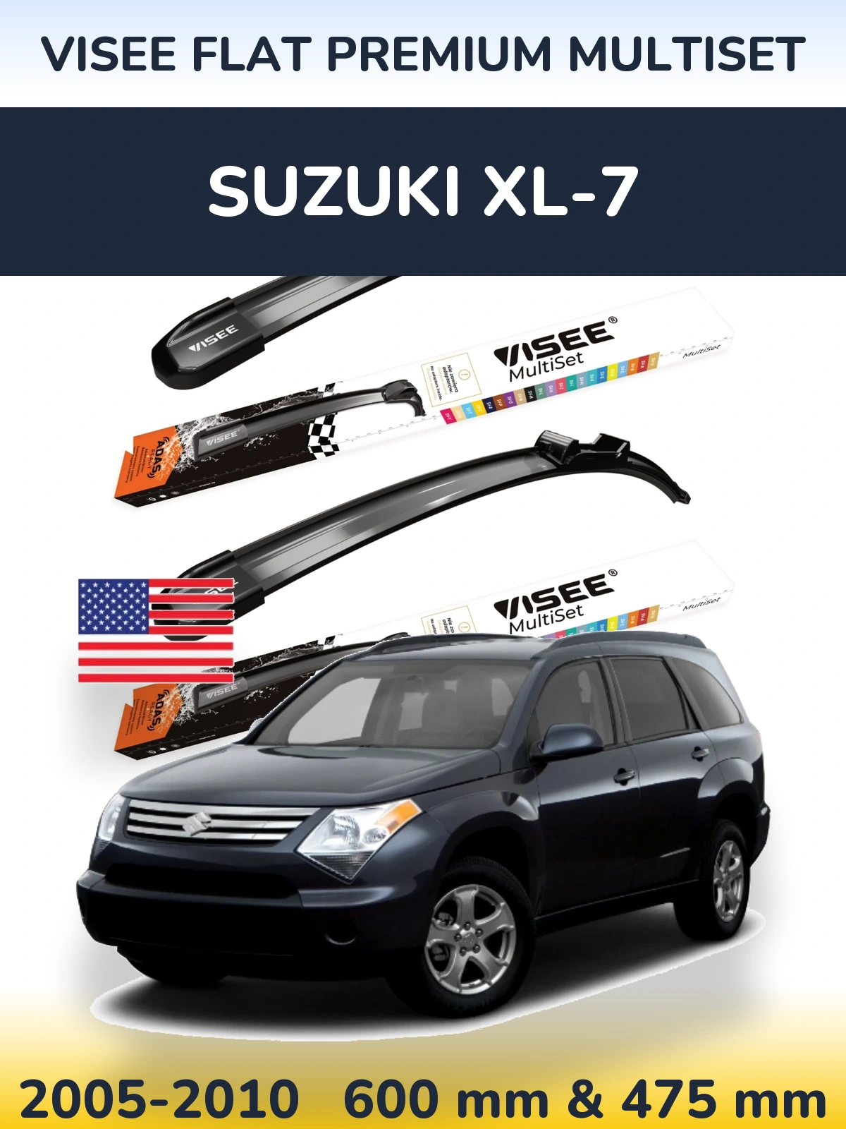 Torkarblad VISEE FLAT PREMIUM MultiSet för Suzuki XL-7