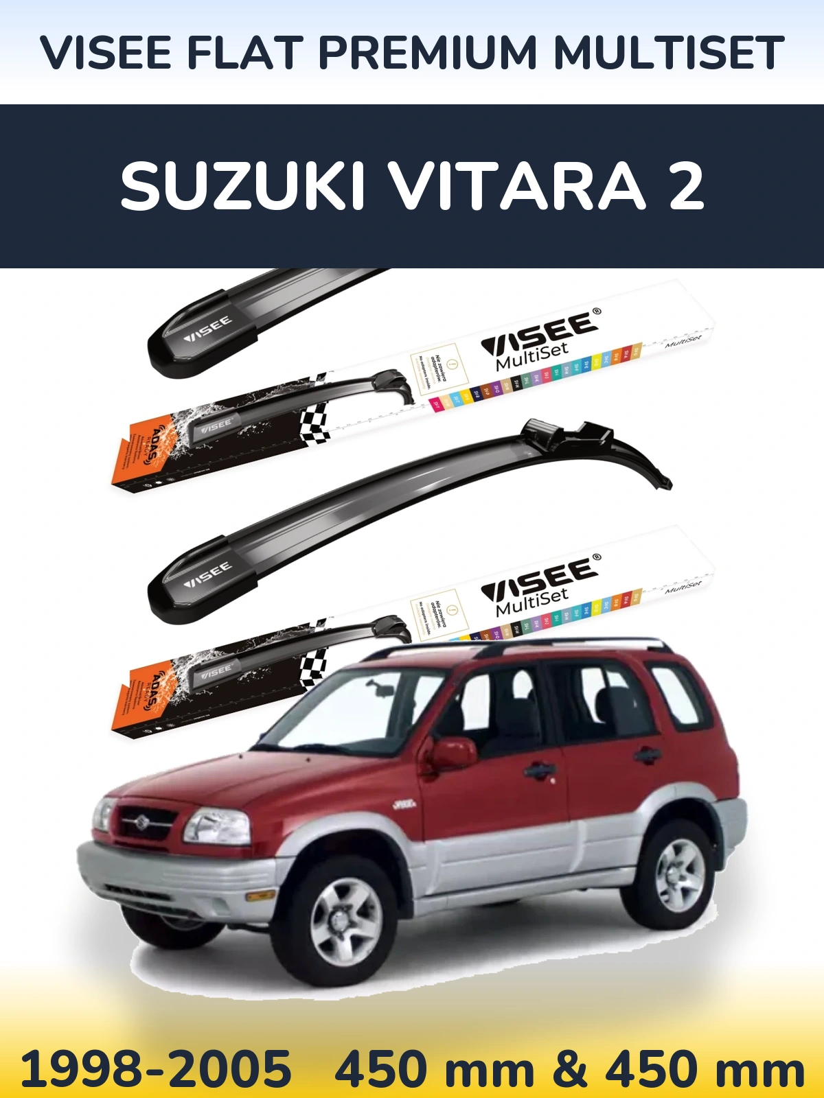 Torkarblad VISEE FLAT PREMIUM MultiSet för Suzuki Vitara 2