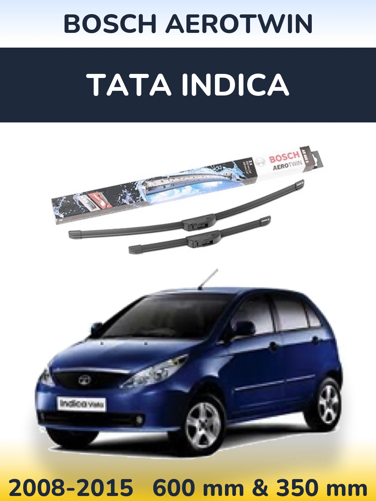 Комплект передних дворников BOSCH AeroTwin 600 & 350 мм для Tata Indica 2008-2015