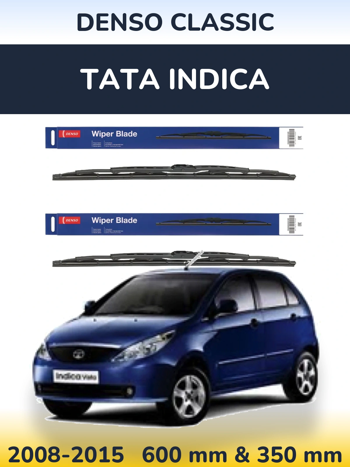 Комплект передних дворников Denso Classic 600 & 350 мм для Tata Indica 2008-2015