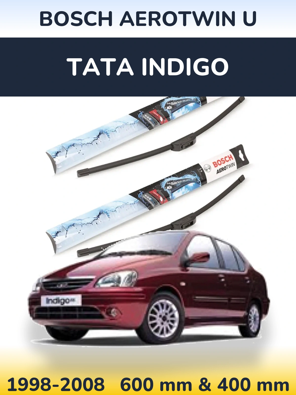 Комплект передніх щіток BOSCH AeroTwin U 600 & 400 мм для Tata Indigo 1998-2008