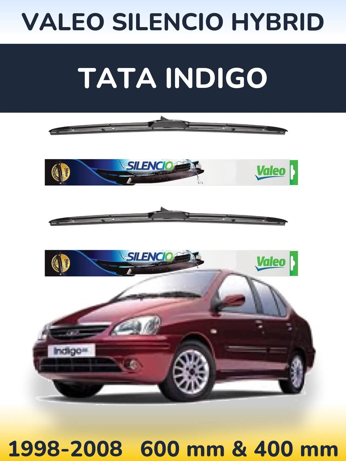 Комплект передніх щіток Valeo Silencio Hybrid 600 & 400 мм для Tata Indigo 1998-2008