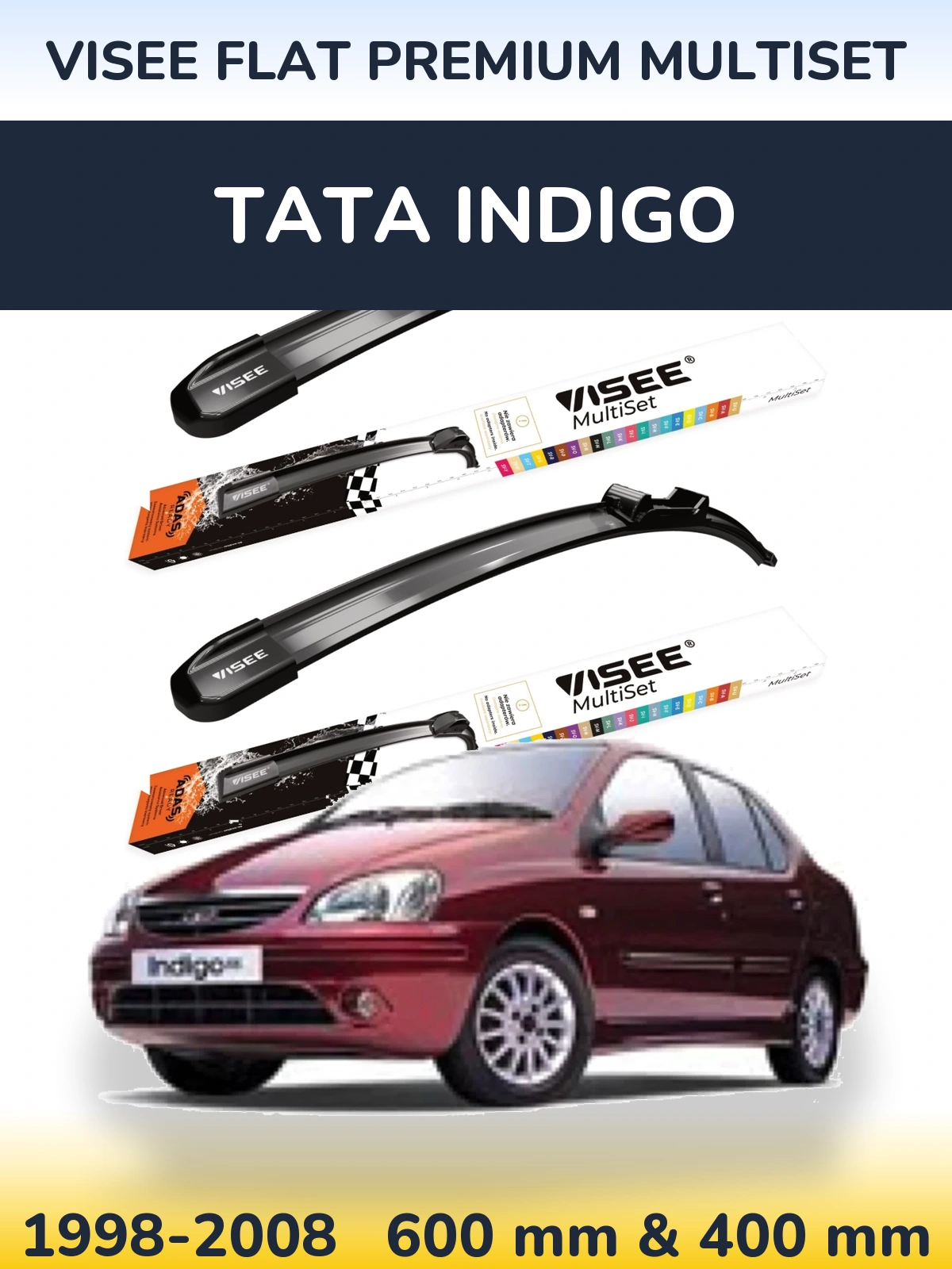 Torkarblad VISEE FLAT PREMIUM MultiSet för Tata Indigo