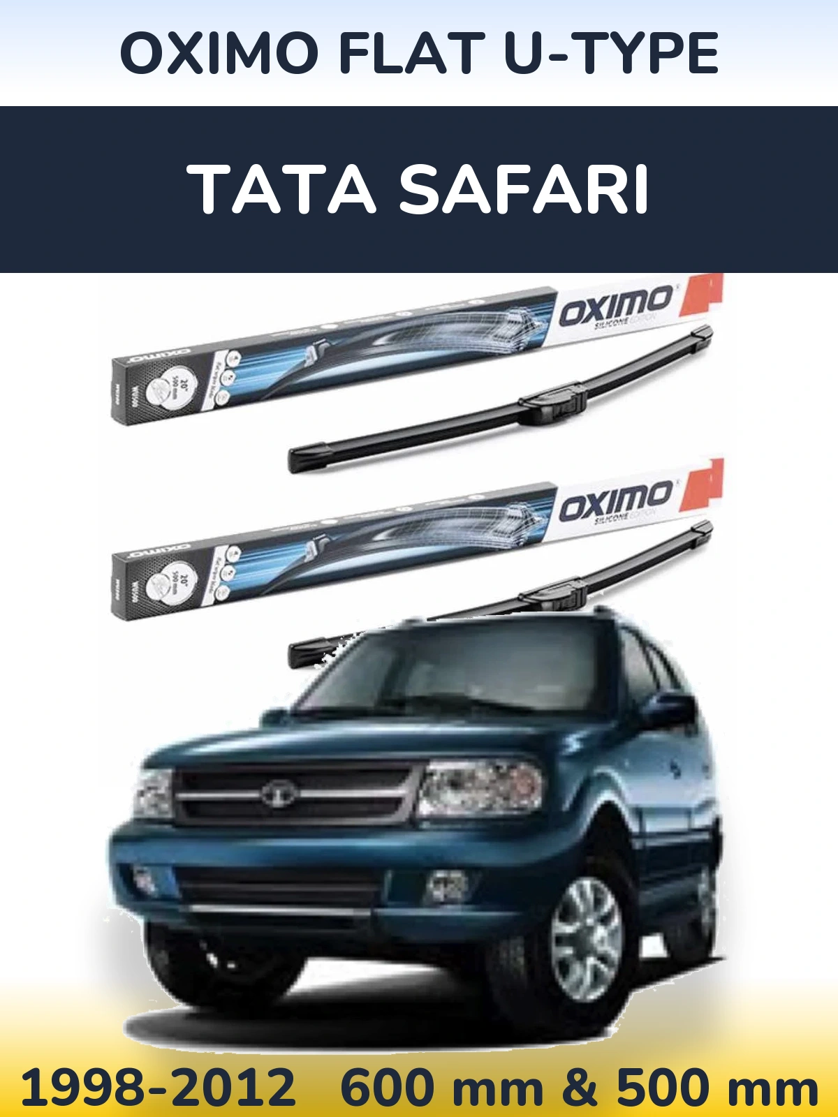 Комплект передних дворников Oximo Flat U-type 600 & 500 мм для Tata Safari 1998-2012