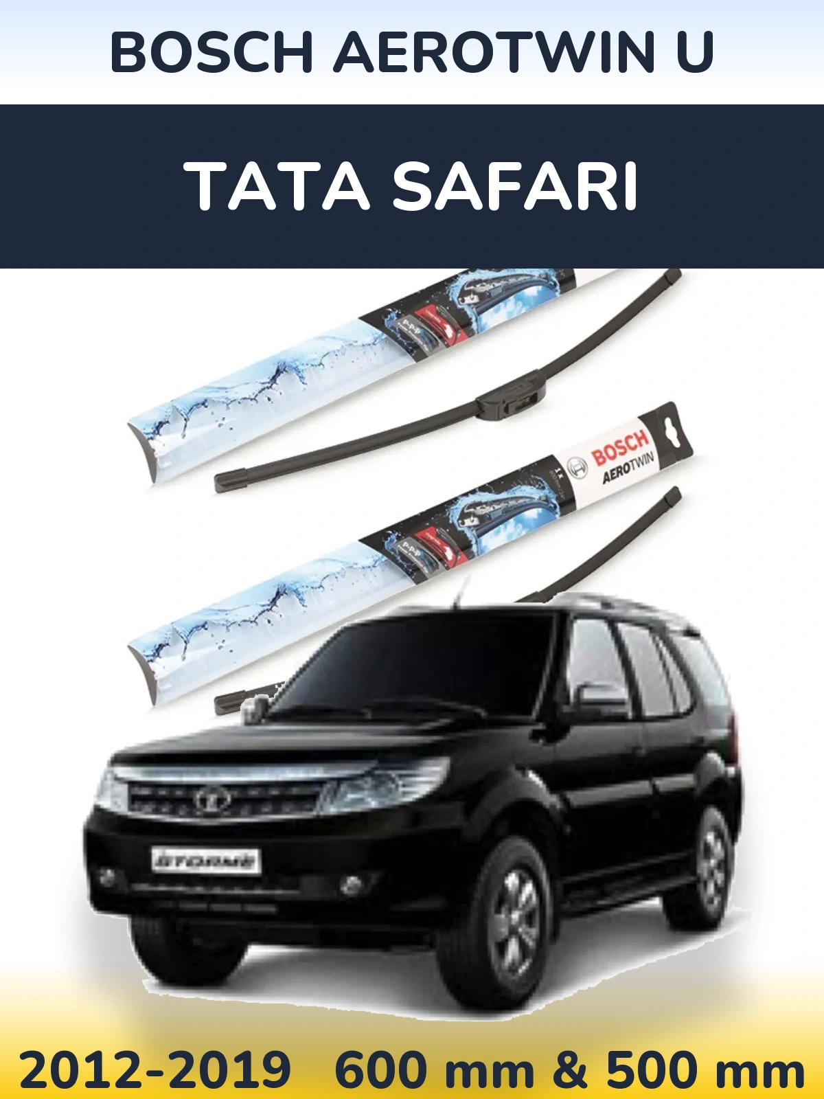 Комплект передних дворников BOSCH AeroTwin U 600 & 500 мм для Tata Safari 2012-2019