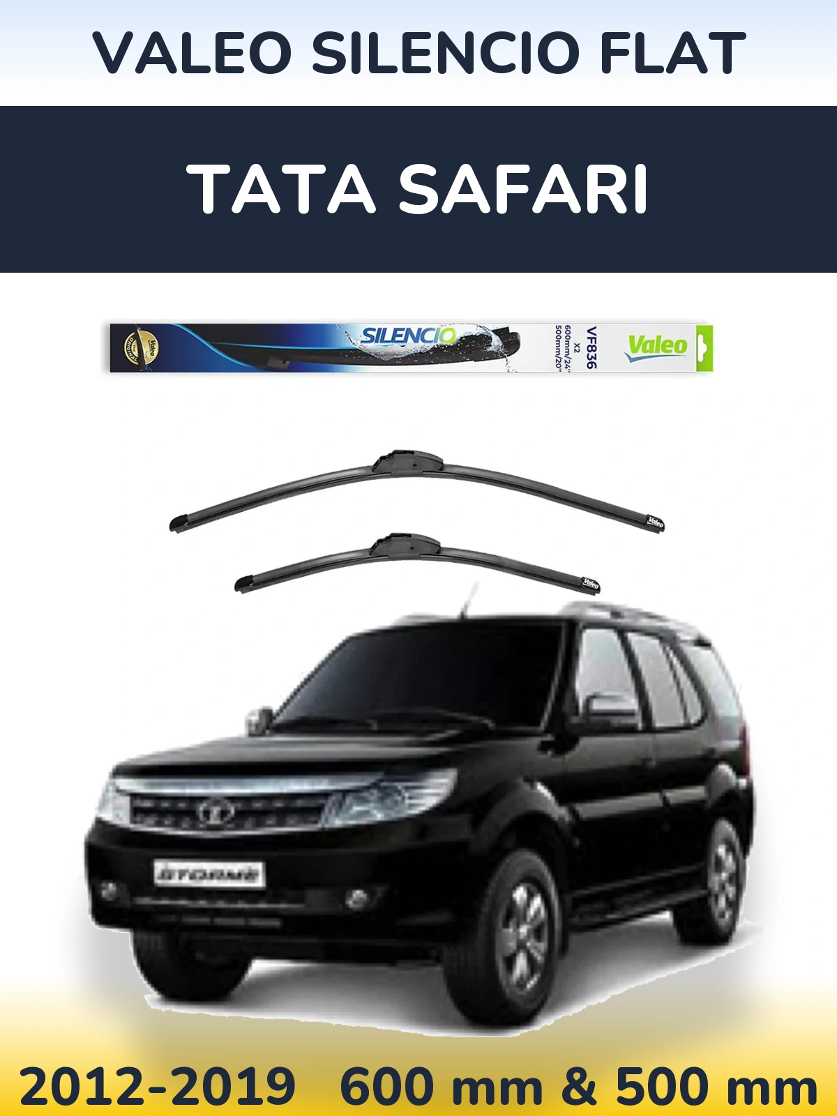 Комплект передніх щіток Valeo Silencio Flat 600 & 500 мм для Tata Safari 2012-2019