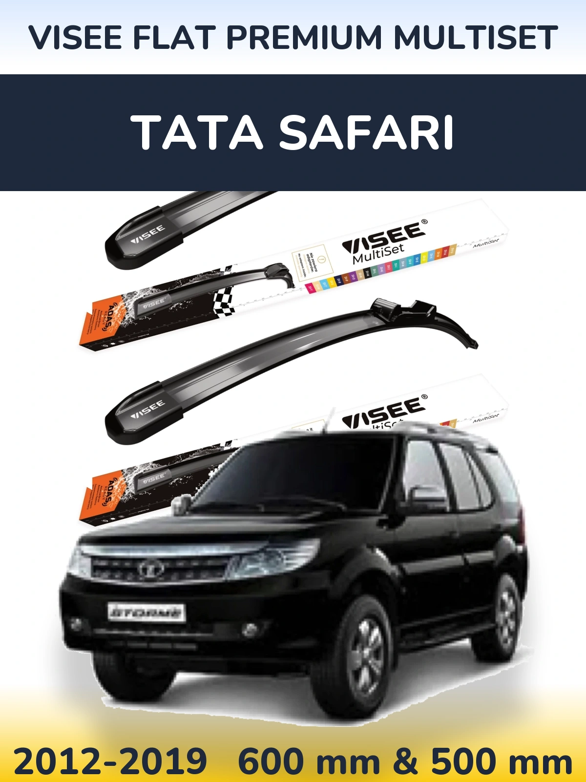 Комплект передніх щіток VISEE FLAT PREMIUM MultiSet 600 & 500 мм для Tata Safari 2012-2019