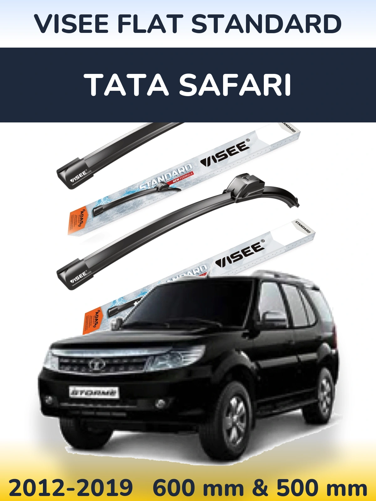 Комплект передніх щіток VISEE FLAT STANDARD 600 & 500 мм для Tata Safari 2012-2019