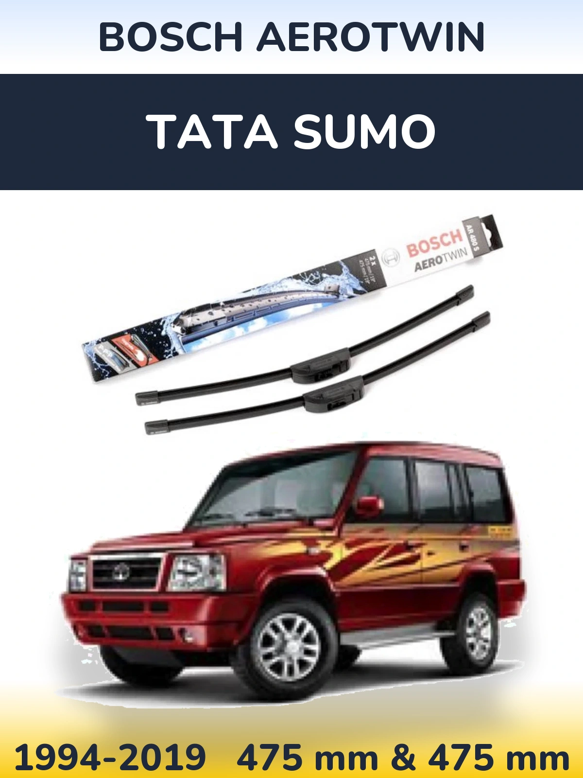 Комплект передніх щіток BOSCH AeroTwin 475 & 475 мм для Tata Sumo 1994-2019