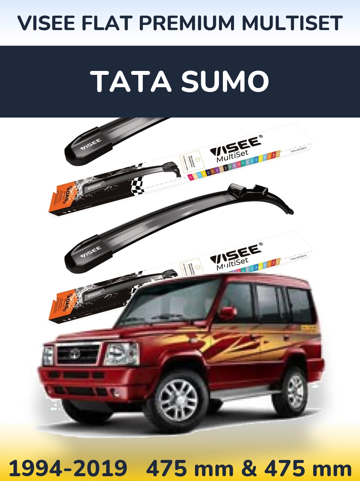 Torkarblad VISEE FLAT PREMIUM MultiSet för Tata Sumo