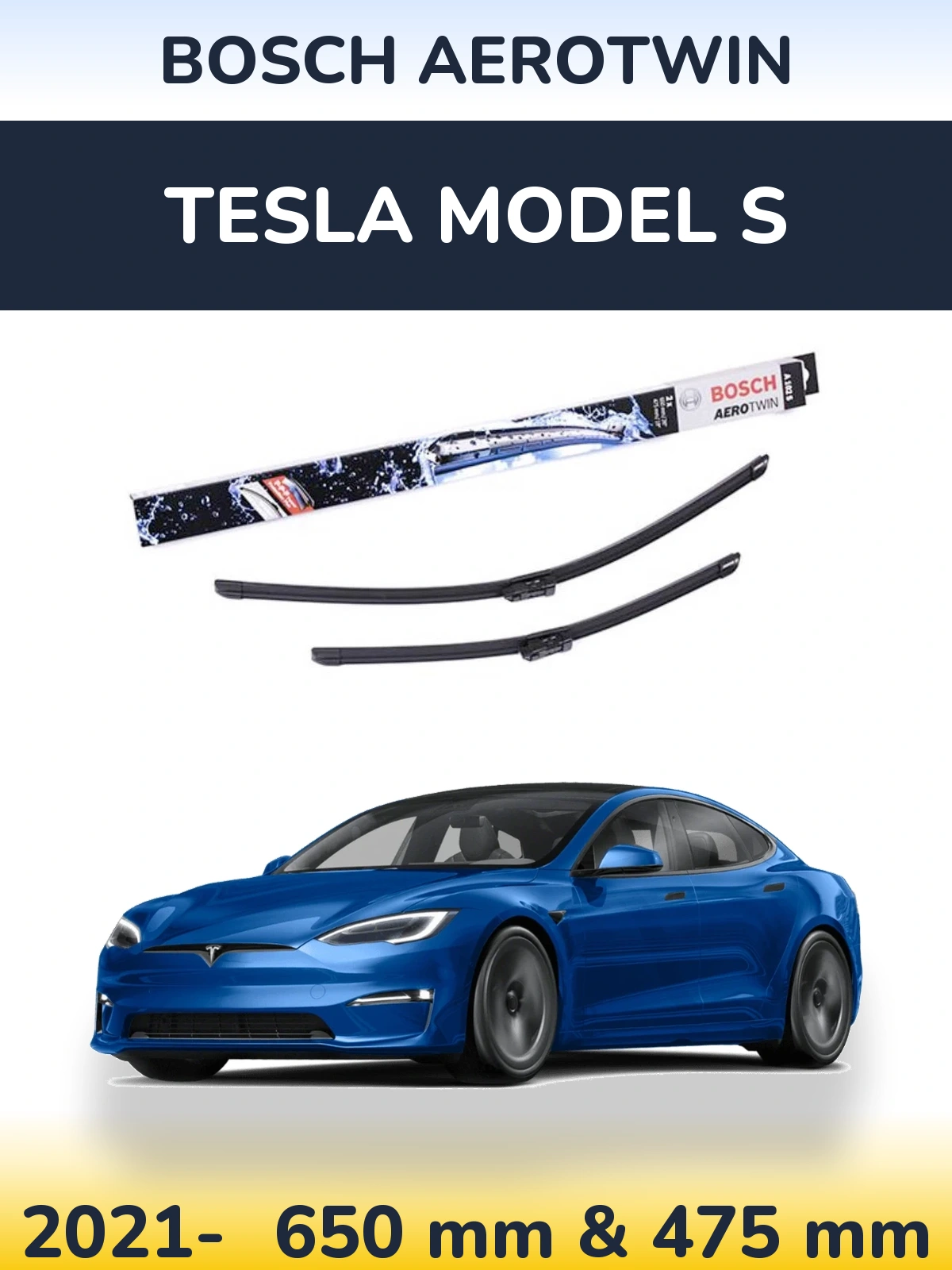 Комплект передніх щіток BOSCH AeroTwin 650 & 475 мм для Tesla Модель S 2021-2026