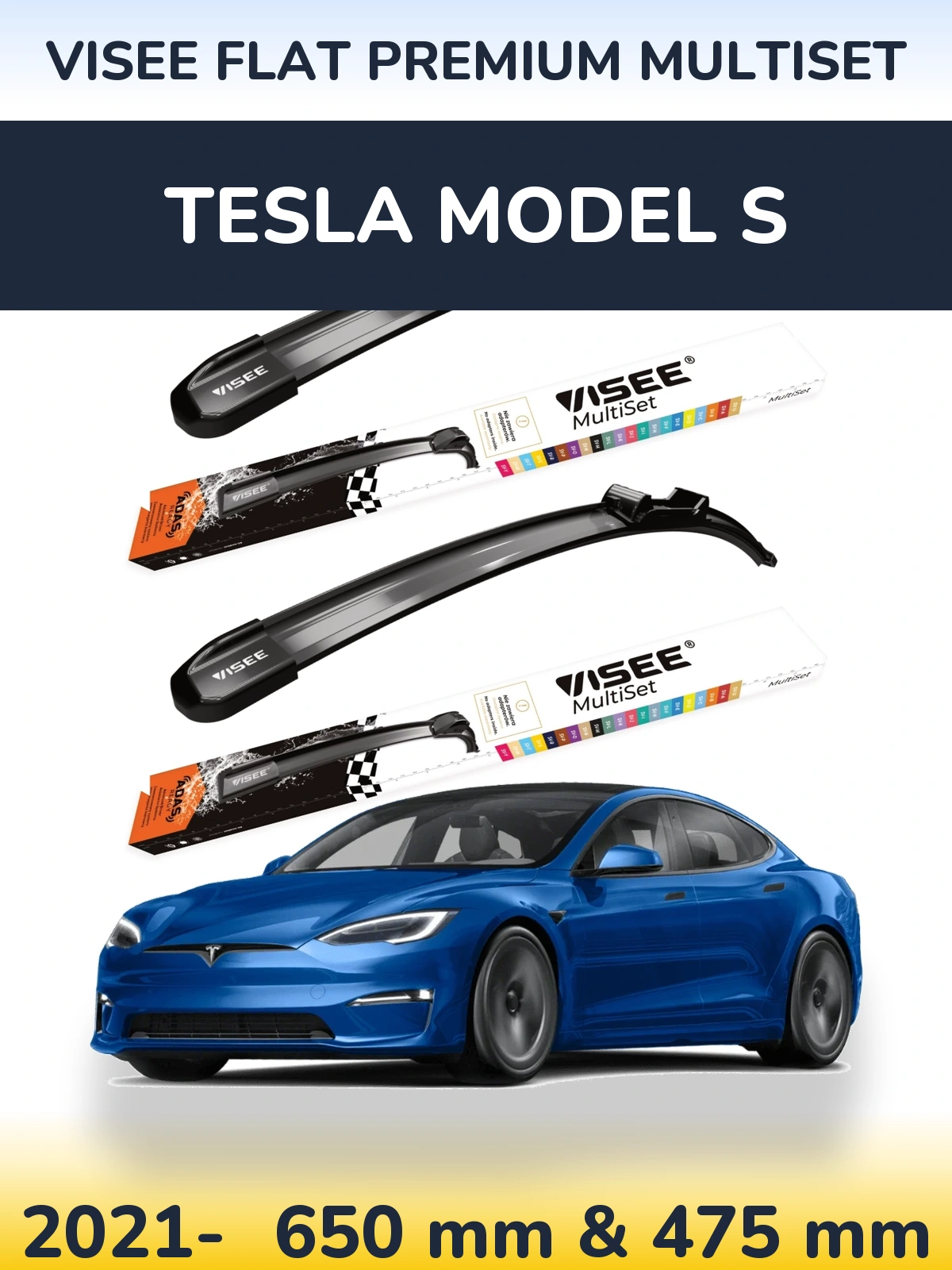 Torkarblad VISEE FLAT PREMIUM MultiSet för Tesla Modell S