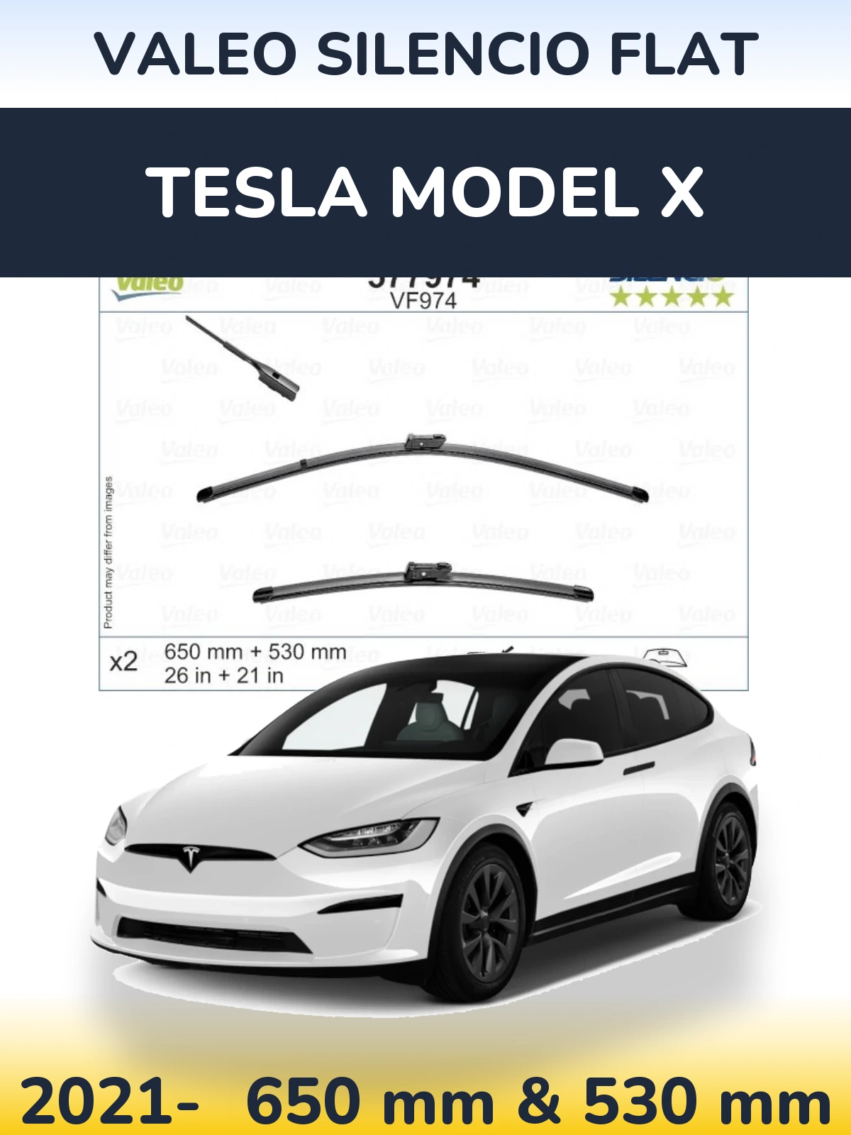 Torkarblad Valeo Silencio Flat för Tesla Modell X