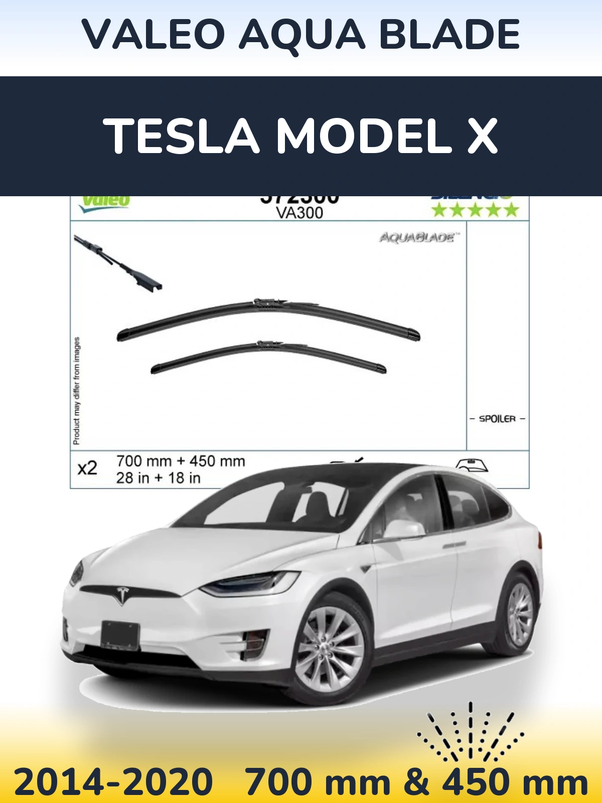 Torkarblad Valeo Aqua Blade för Tesla Modell X
