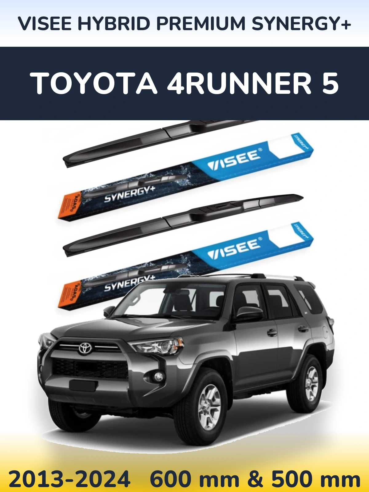 Комплект передніх щіток VISEE HYBRID PREMIUM SYNERGY+ 600 & 500 мм для Toyota 4Runner 5 2013-2024