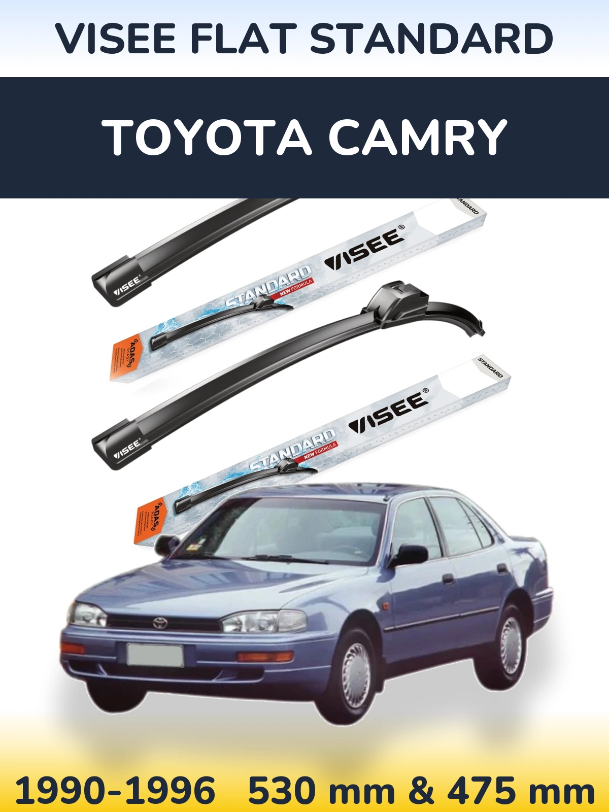 Комплект передних дворников VISEE FLAT STANDARD 530 & 475 мм для Toyota Camry 1990-1996