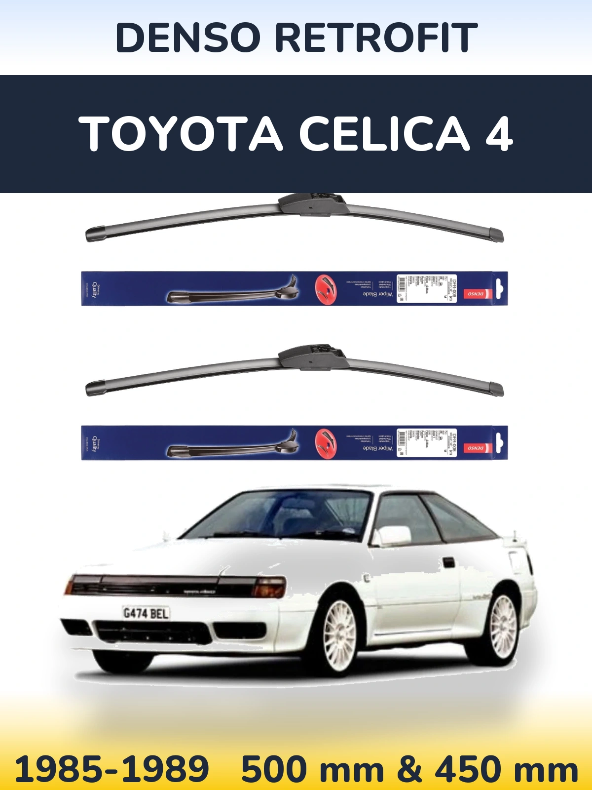 Комплект передних дворников Denso Retrofit 500 & 450 мм для Toyota Celica 4 1985-1989