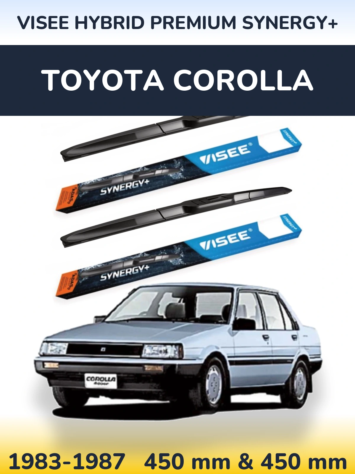 Комплект передних дворников VISEE HYBRID PREMIUM SYNERGY+ 450 & 450 мм для Toyota Corolla 1983-1987