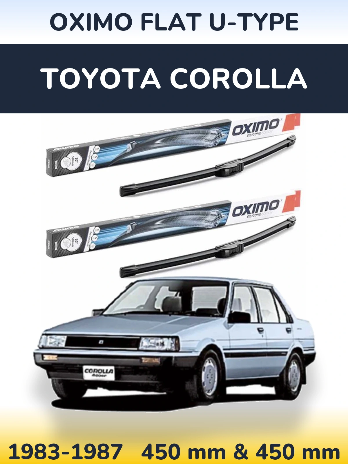Комплект передних дворников Oximo Flat U-type 450 & 450 мм для Toyota Corolla 1983-1987