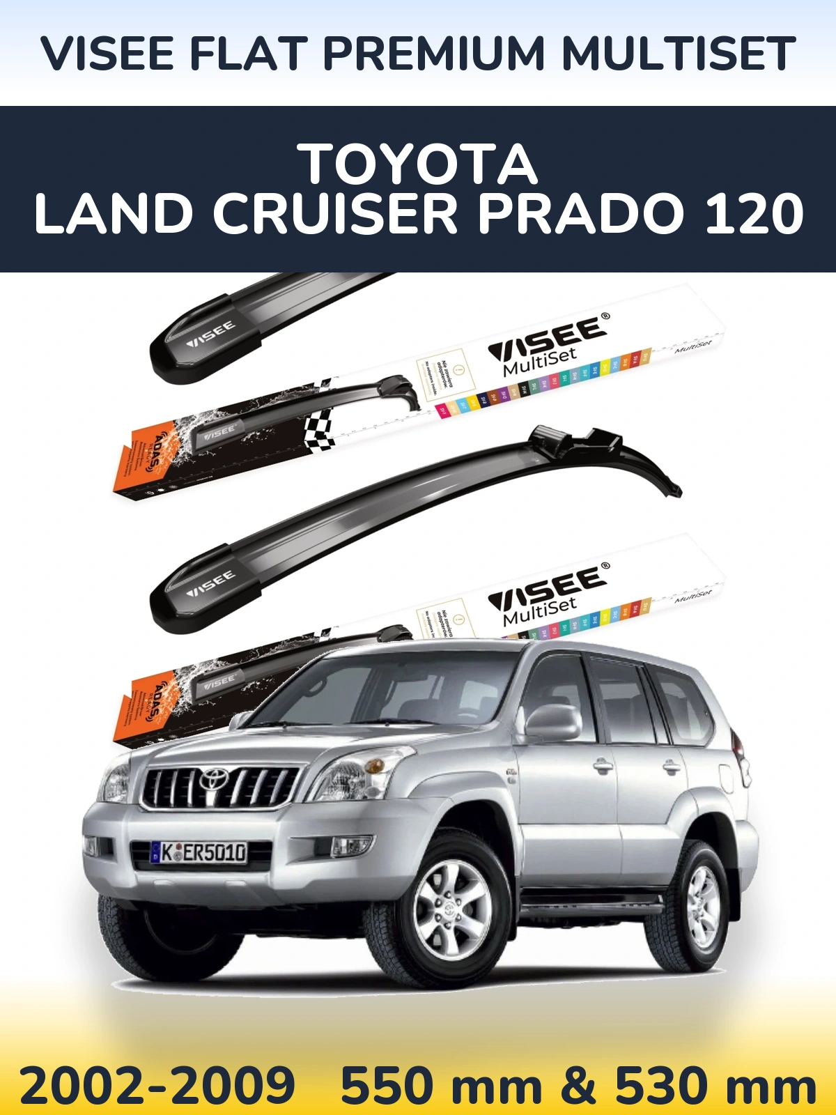 Torkarblad VISEE FLAT PREMIUM MultiSet för Toyota Land Cruiser Prado 120