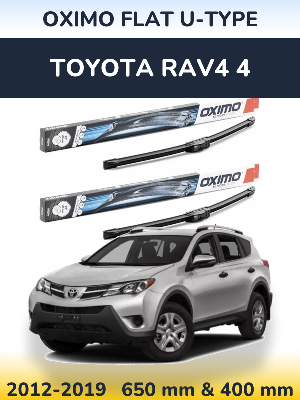Комплект передних дворников Oximo Flat U-type 650 & 400 мм для Toyota RAV4 4 2012-2019
