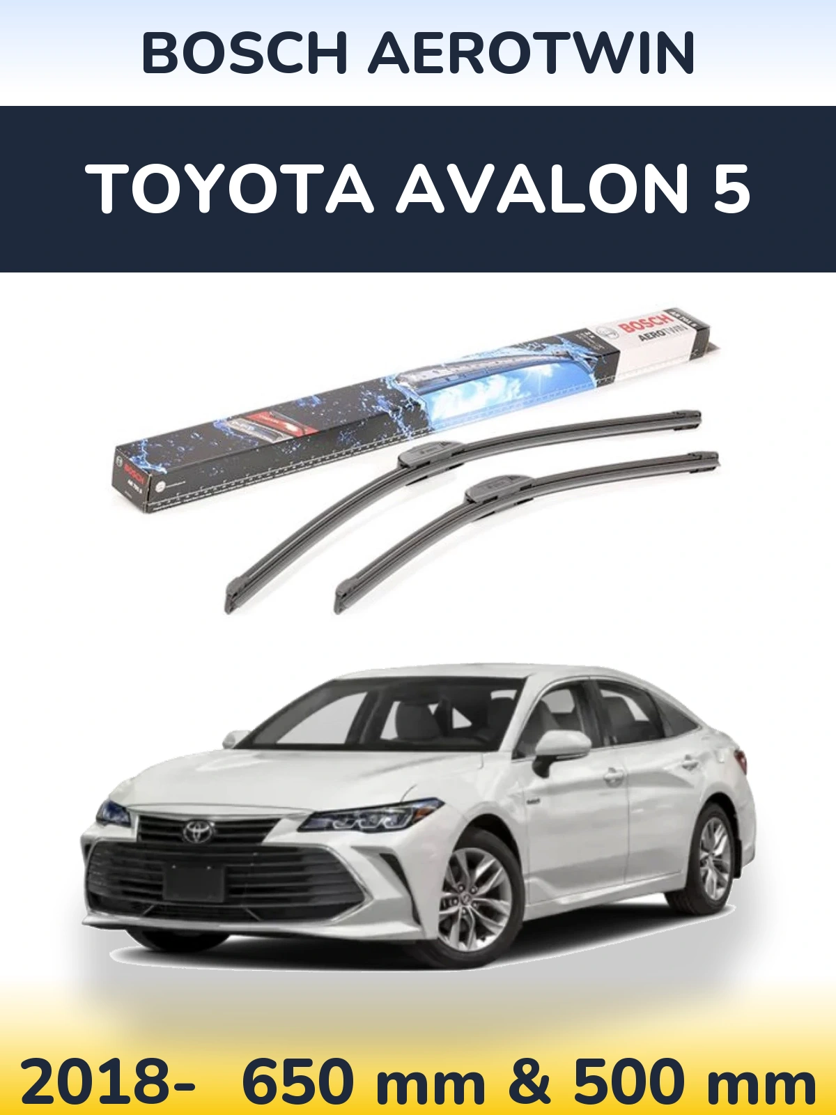 Комплект передніх щіток BOSCH AeroTwin 650 & 500 мм для Toyota Avalon 5 2018-2026