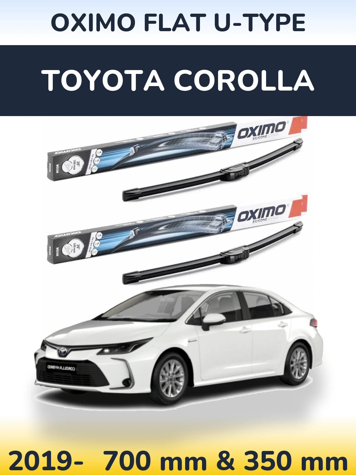 Комплект передних дворников Oximo Flat U-type 700 & 350 мм для Toyota Corolla 2019-2026