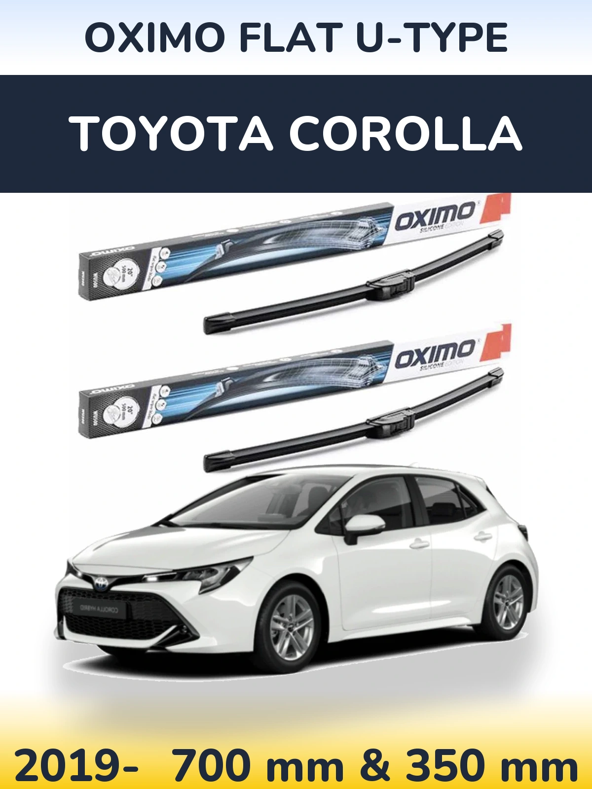 Комплект передних дворников Oximo Flat U-type 700 & 350 мм для Toyota Corolla 2019-2026