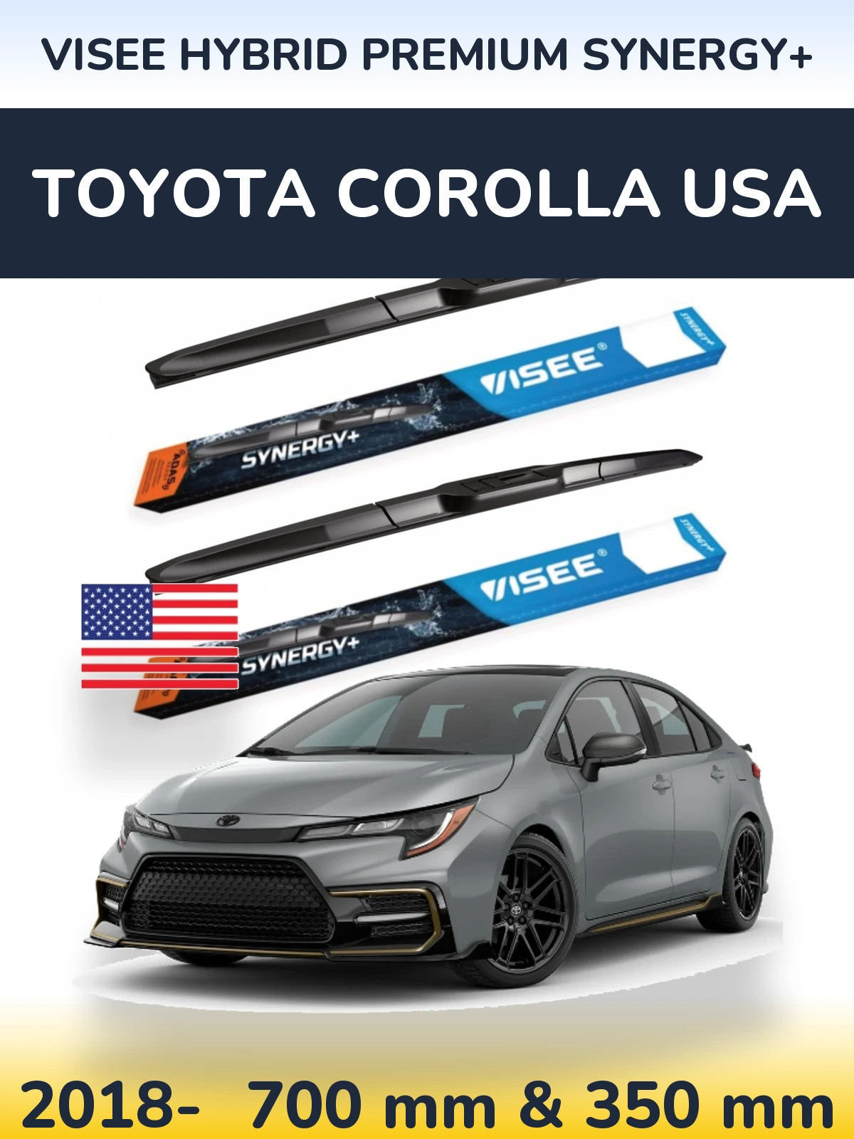 Torkarblad VISEE HYBRID PREMIUM SYNERGY+ för Toyota Corolla USA