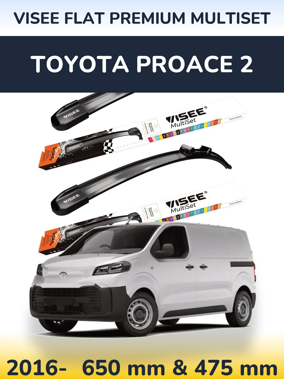 Torkarblad VISEE FLAT PREMIUM MultiSet för Toyota ProAce 2