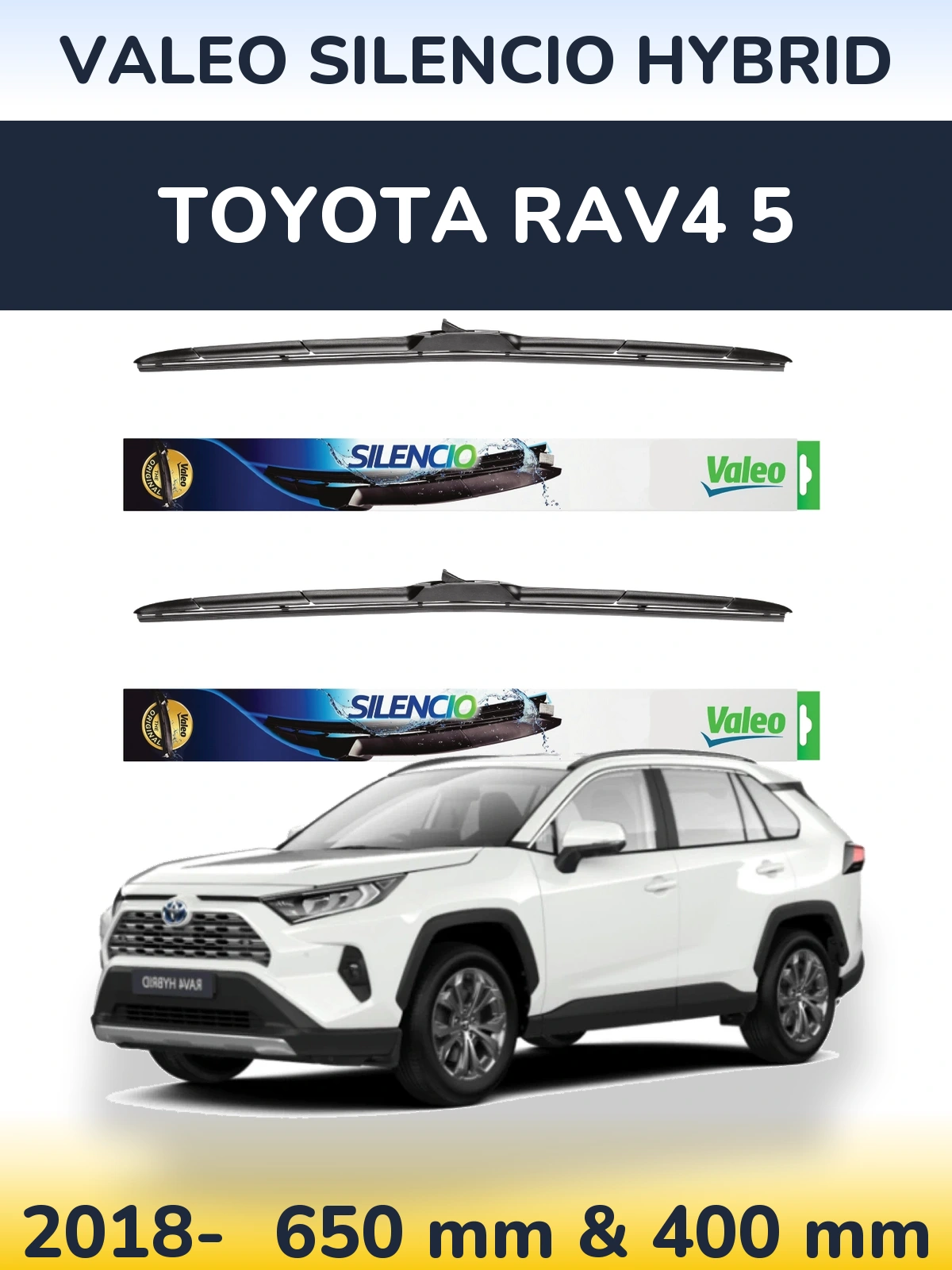 Комплект передних дворников Valeo Silencio Hybrid 650 & 400 мм для Toyota RAV4 5 2018-2026