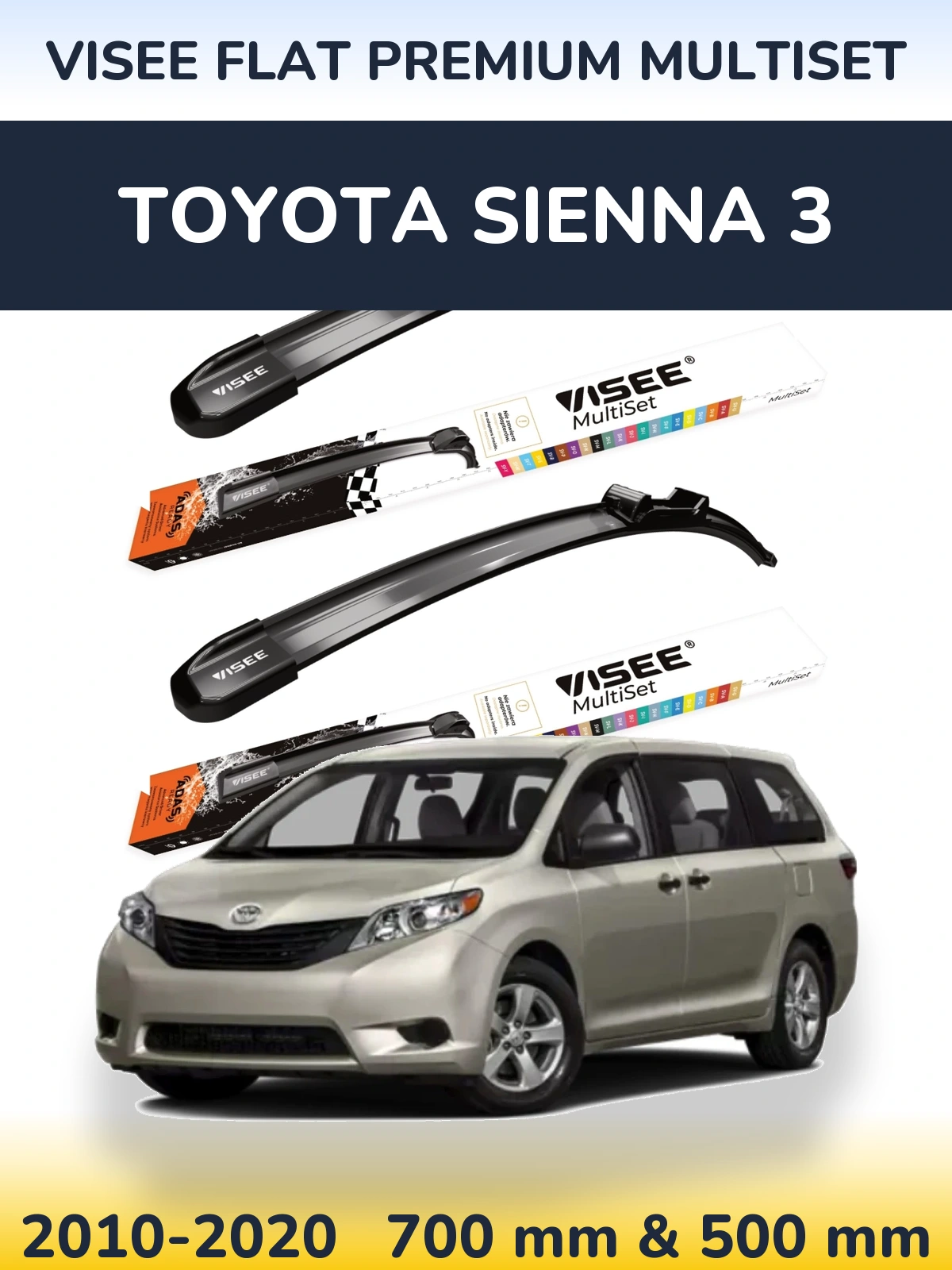 Torkarblad VISEE FLAT PREMIUM MultiSet för Toyota Sienna 3