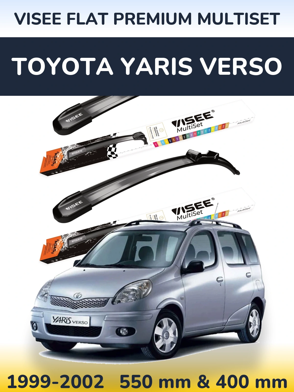 Torkarblad VISEE FLAT PREMIUM MultiSet för Toyota Yaris Verso