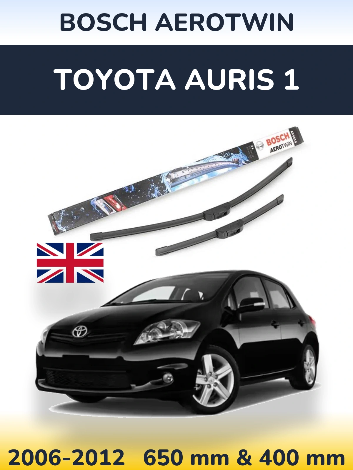 Комплект передних дворников BOSCH AeroTwin 650 & 400 мм для Toyota Auris 1 2006-2012