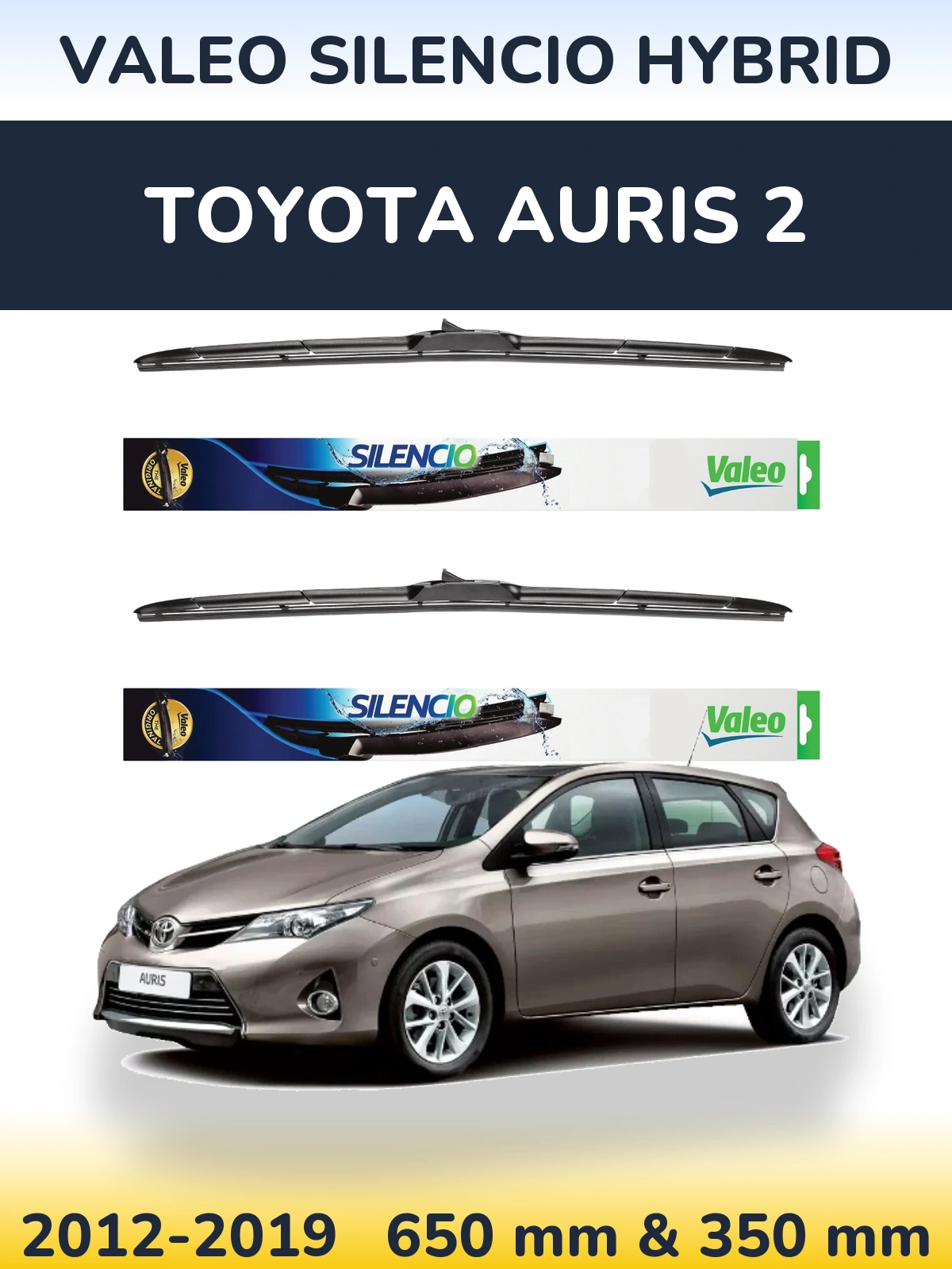 Комплект передних дворников Valeo Silencio Hybrid 650 & 350 мм для Toyota Auris 2 2012-2019