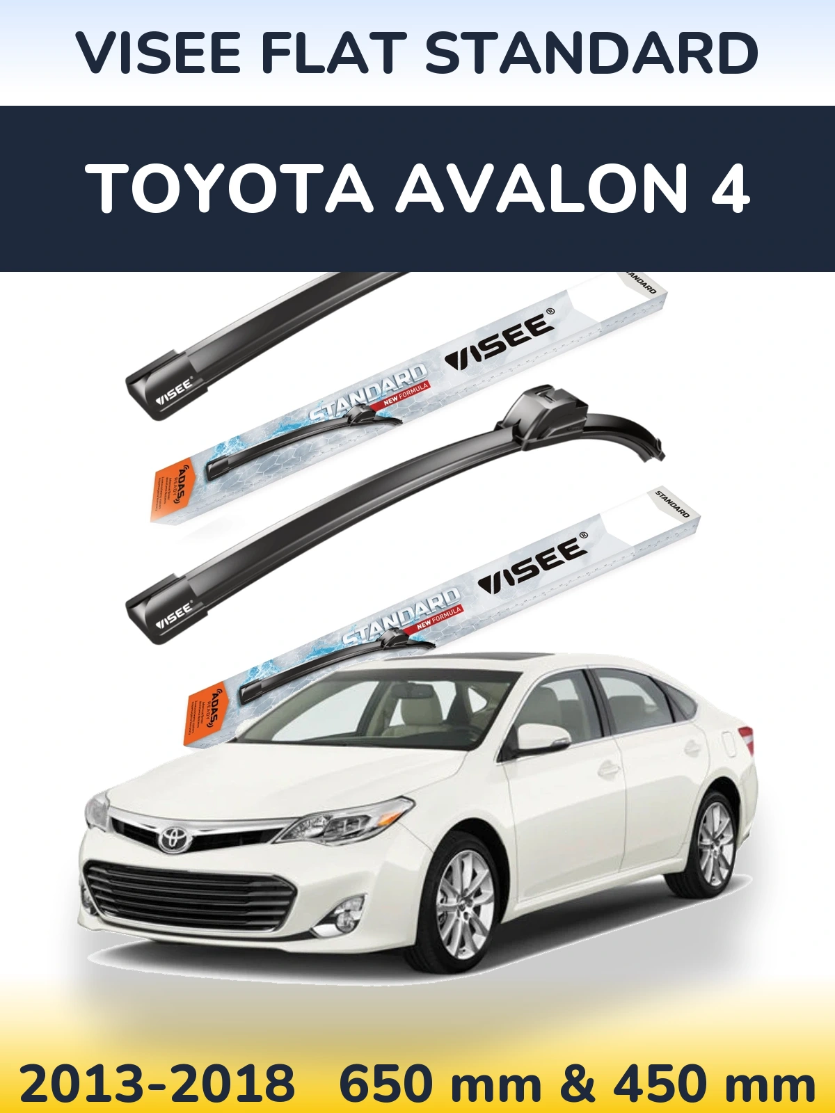 Комплект передніх щіток VISEE FLAT STANDARD 650 & 450 мм для Toyota Avalon 4 2013-2018
