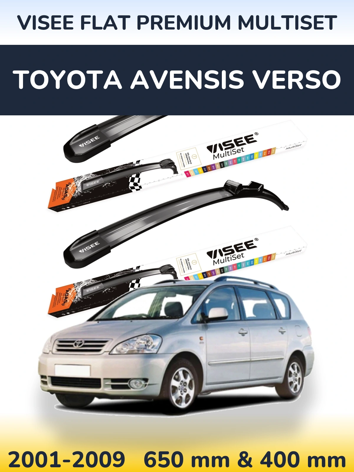 Torkarblad VISEE FLAT PREMIUM MultiSet för Toyota Avensis Verso