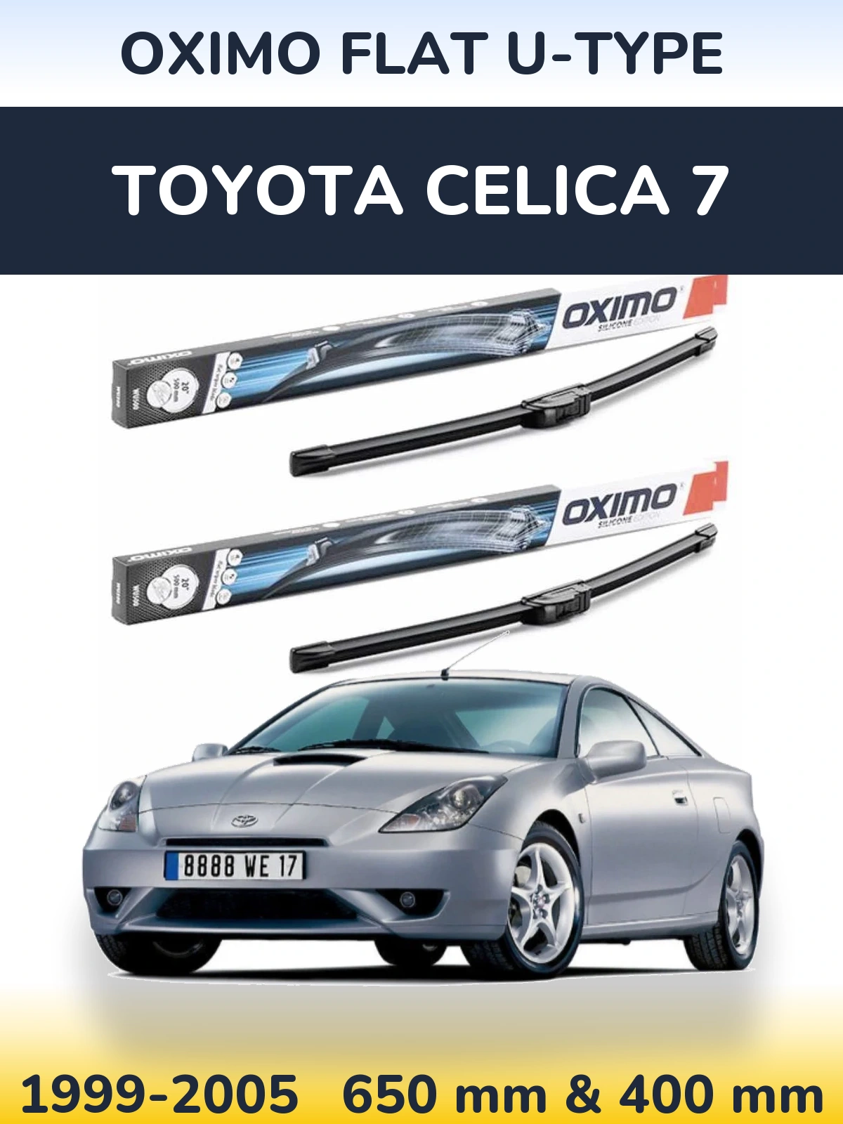 Комплект передніх щіток Oximo Flat U-type 650 & 400 мм для Toyota Celica 7 1999-2005