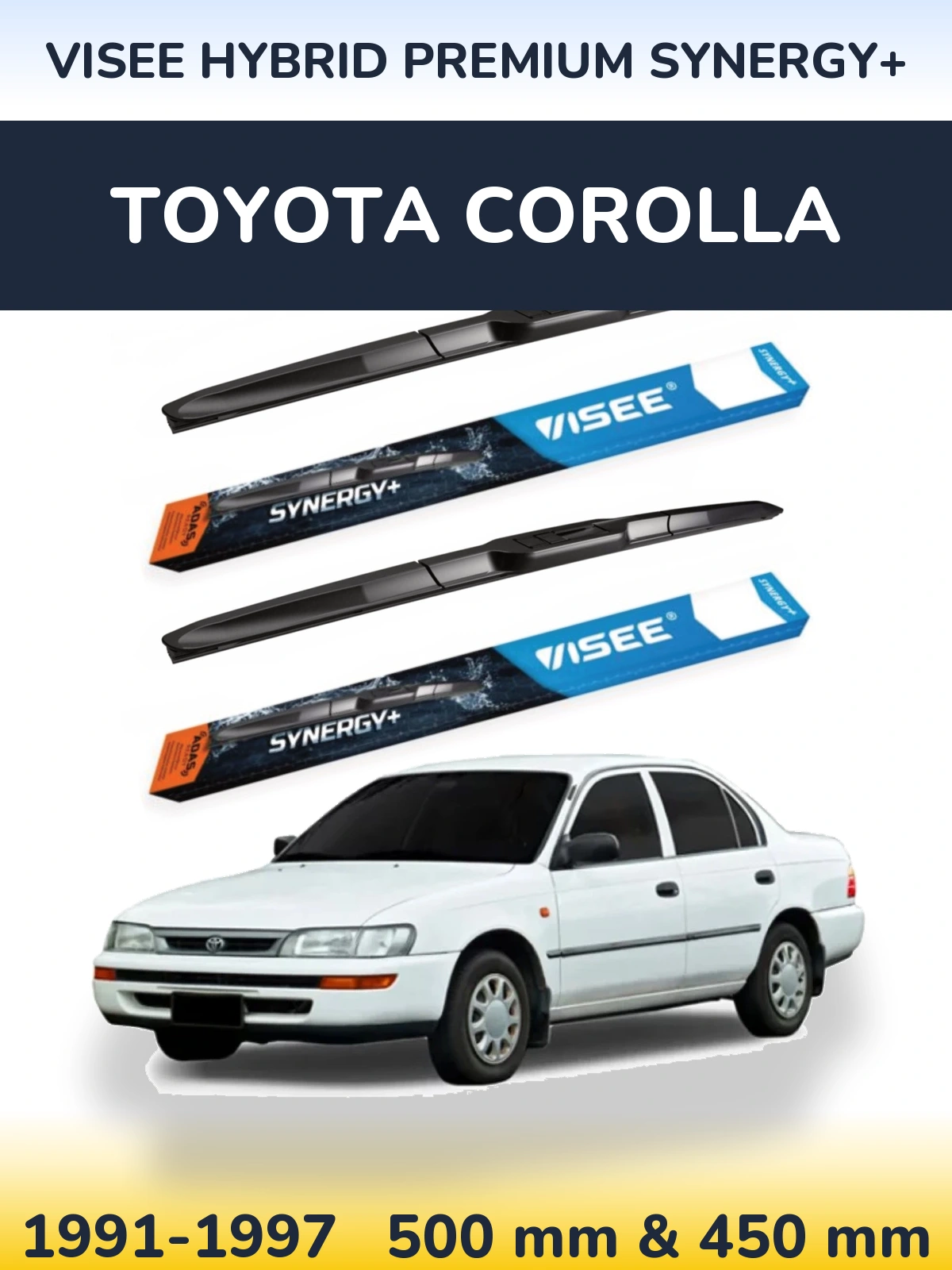 Комплект передних дворников VISEE HYBRID PREMIUM SYNERGY+ 500 & 450 мм для Toyota Corolla 1991-1997