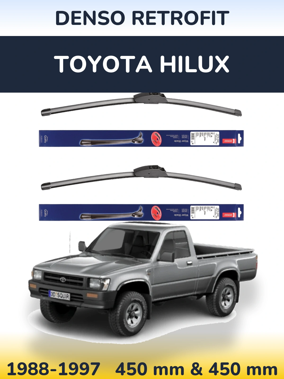 Комплект передніх щіток Denso Retrofit 450 & 450 мм для Toyota Hilux 1988-1997