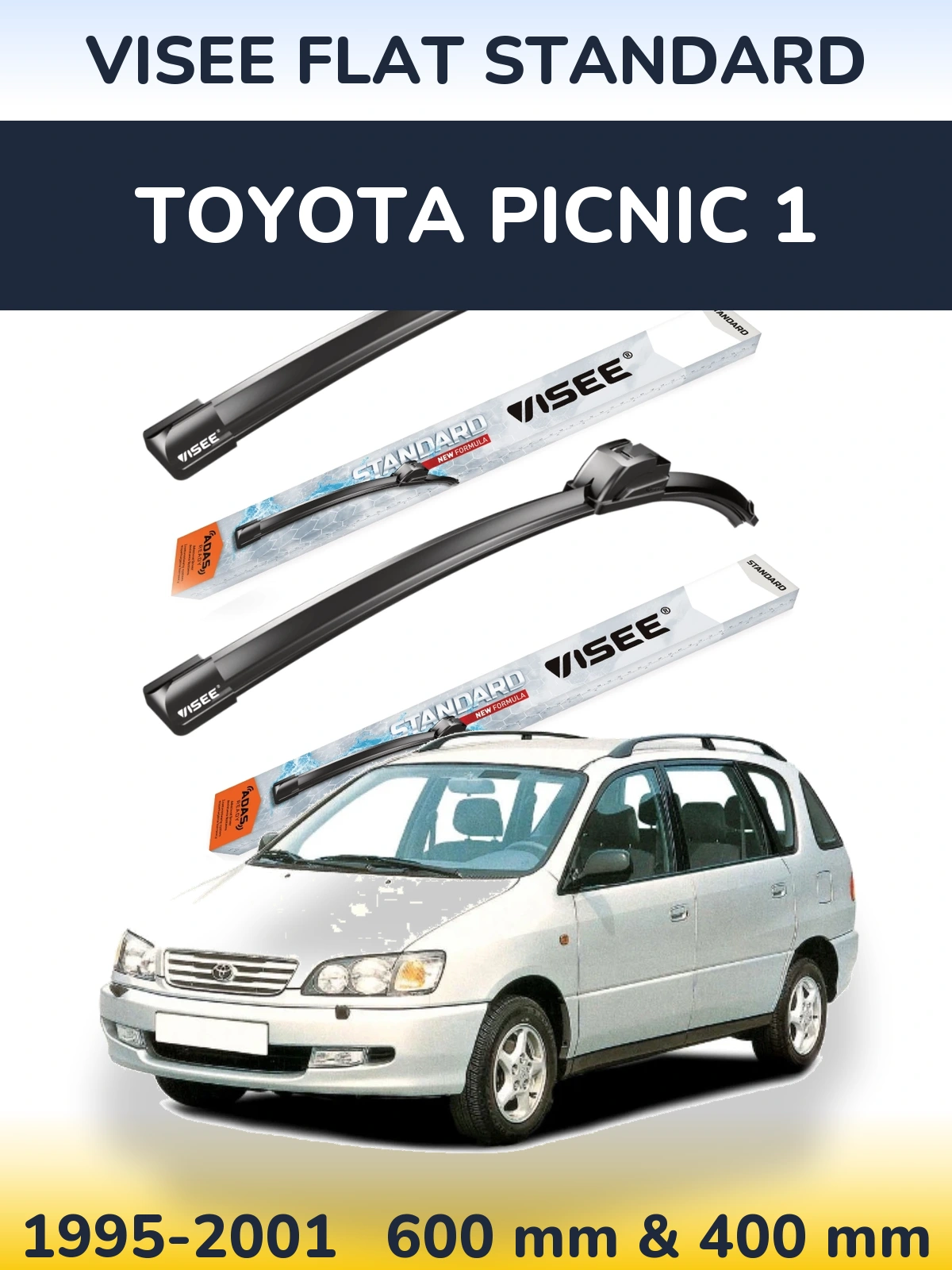 Комплект передніх щіток VISEE FLAT STANDARD 600 & 400 мм для Toyota Picnic 1 1995-2001