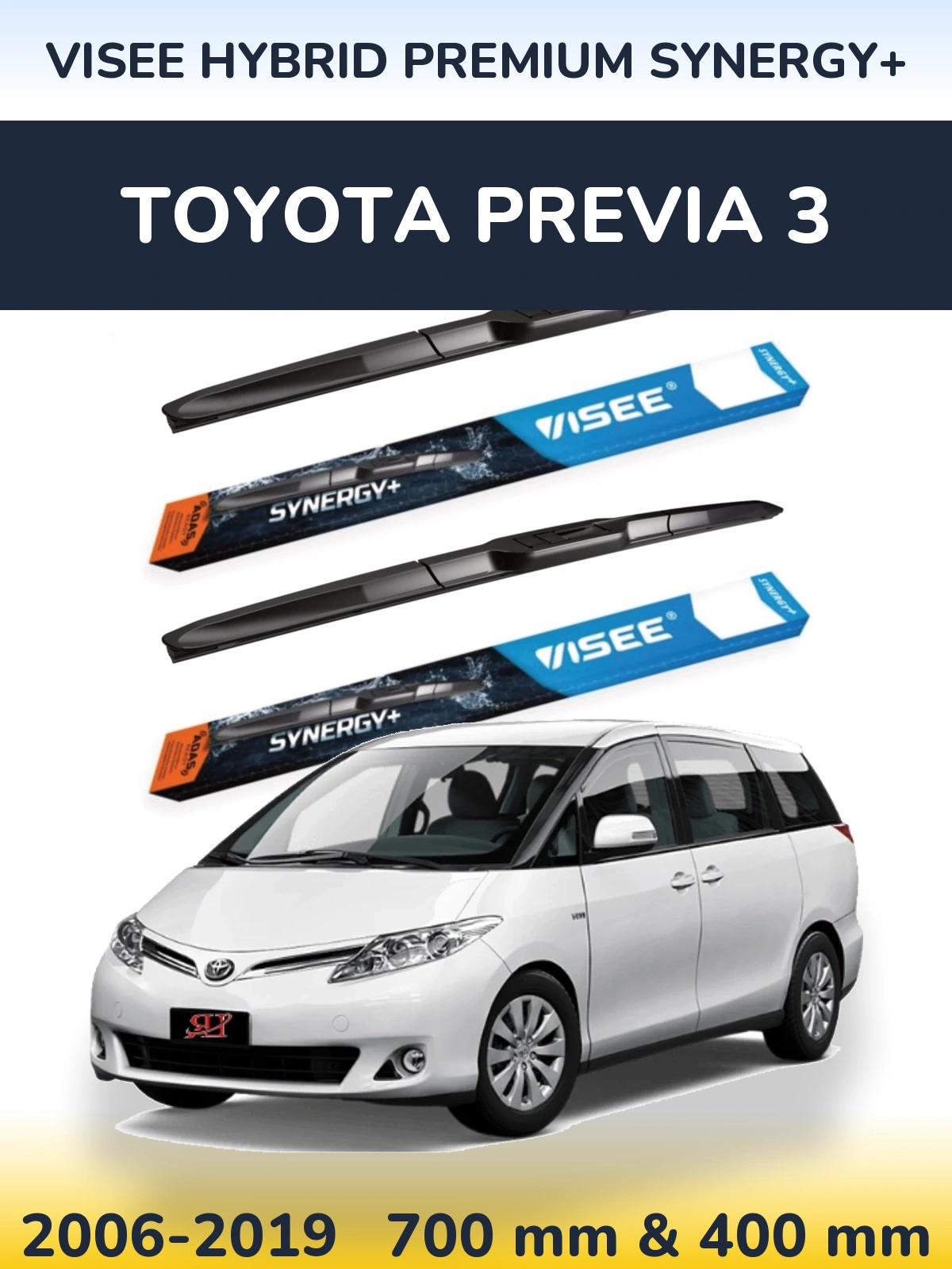 Front wiper blade set VISEE HYBRID PREMIUM SYNERGY+ 700 & 400 mm for Toyota Previa 3 2006-2019