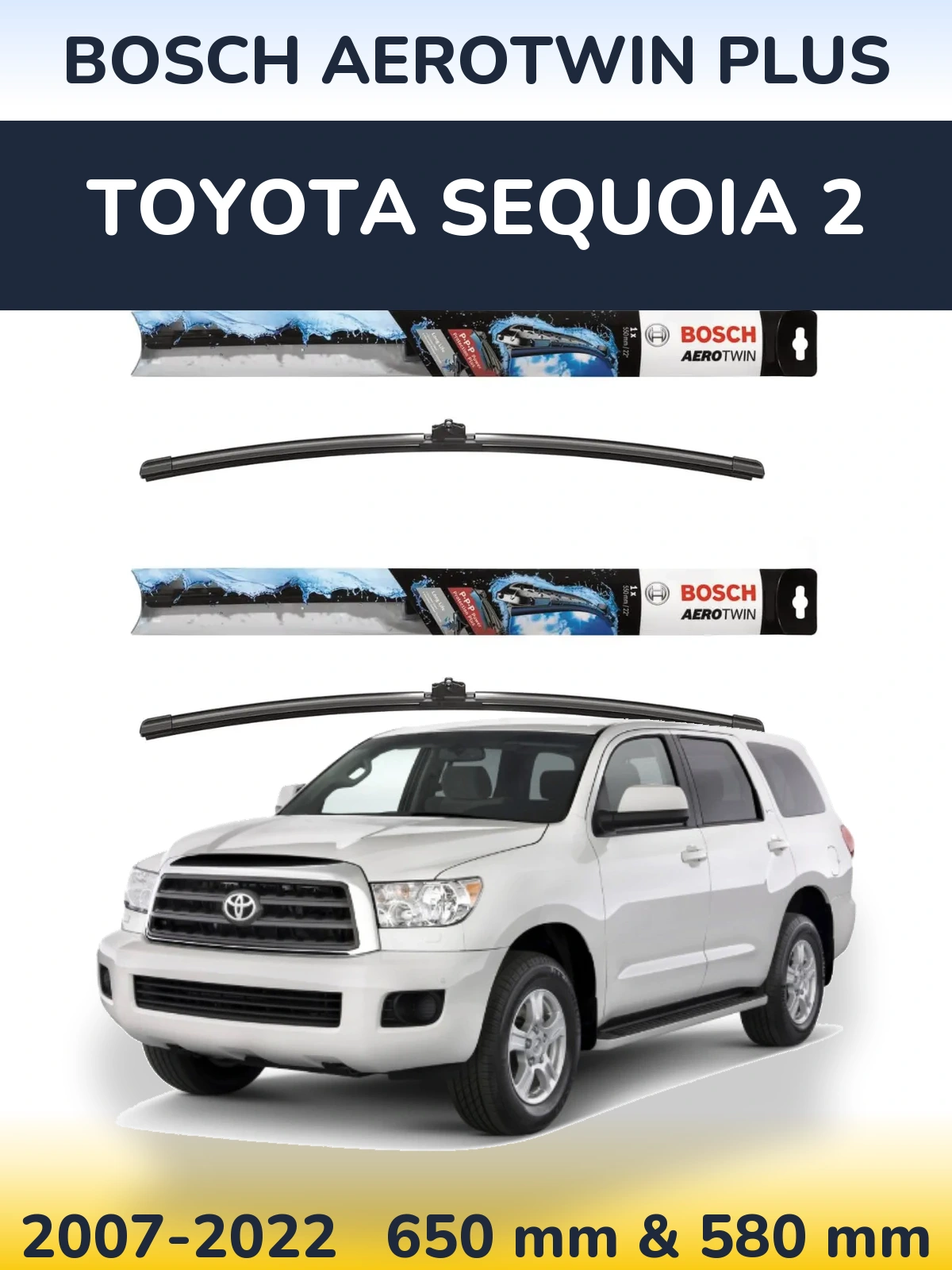 Комплект передніх щіток BOSCH AeroTwin Plus 650 & 580 мм для Toyota Sequoia 2 2007-2022