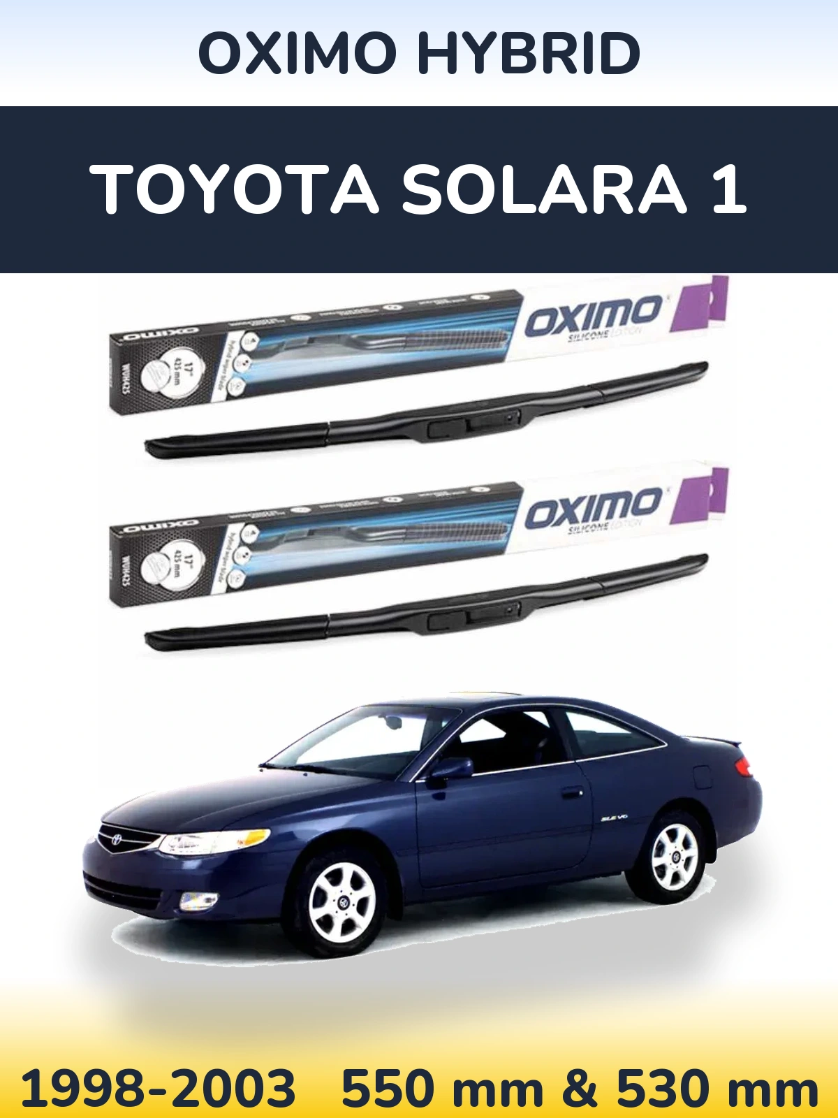 Комплект передних дворников Oximo Hybrid 550 & 530 мм для Toyota Solara 1 1998-2003