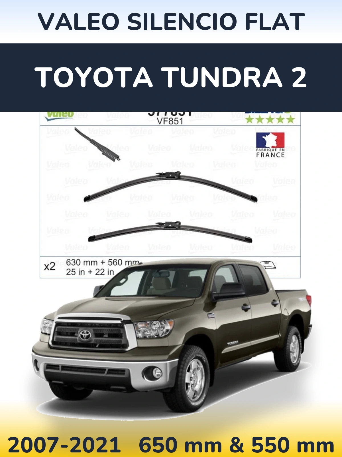 Torkarblad Valeo Silencio Flat för Toyota Tundra 2