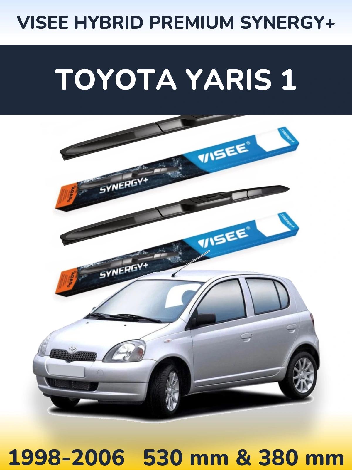 Комплект передних дворников VISEE HYBRID PREMIUM SYNERGY+ 530 & 380 мм для Toyota Yaris 1 1998-2006