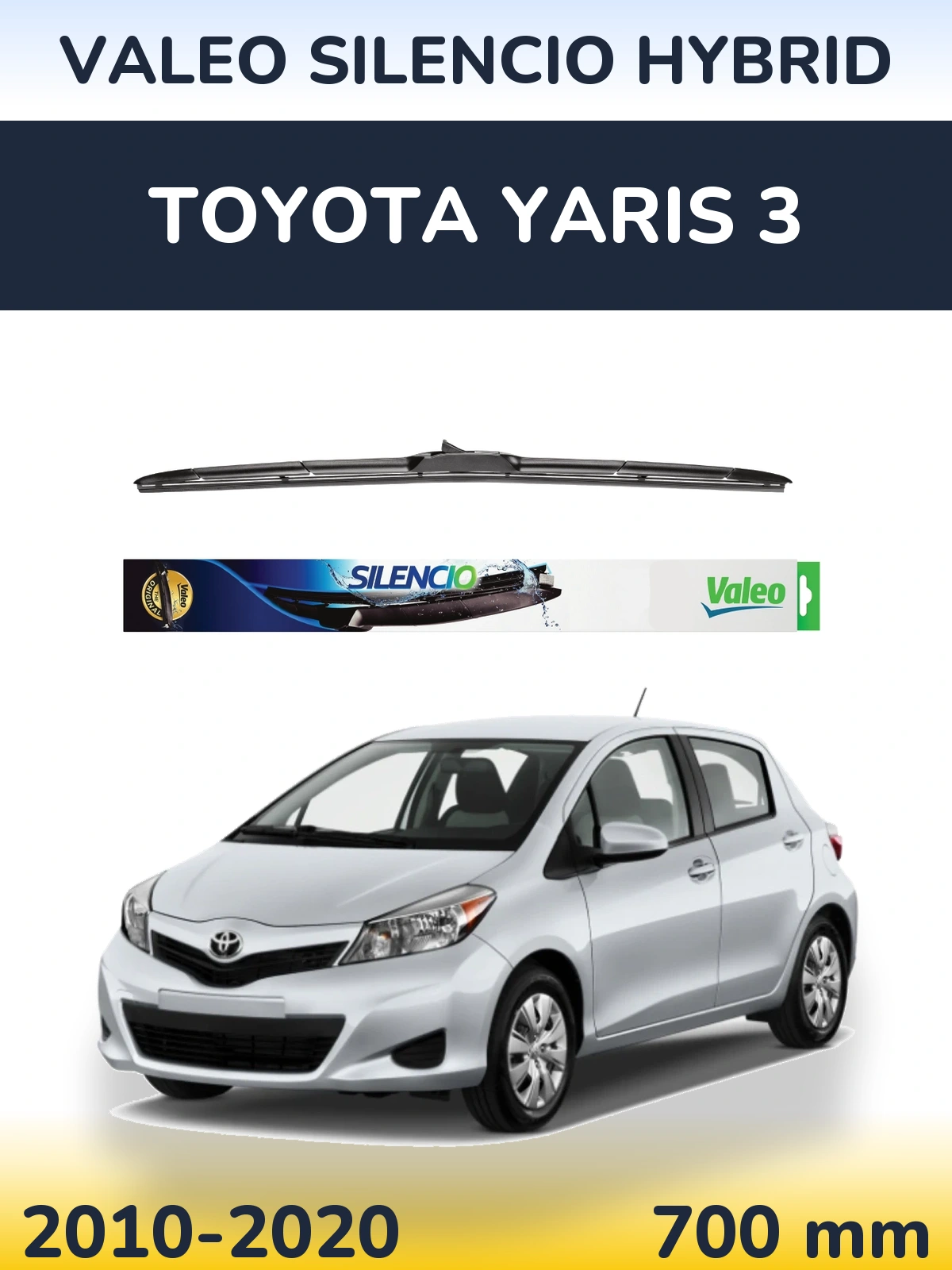 Front wiper blade Valeo Silencio Hybrid 700 mm for Toyota Yaris 3 2010-2020